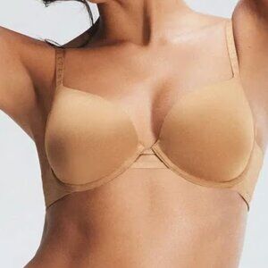 Savage X Fenty Microfiber T-Shirt Bra Caged Back Sweet Latte Brown 38DD